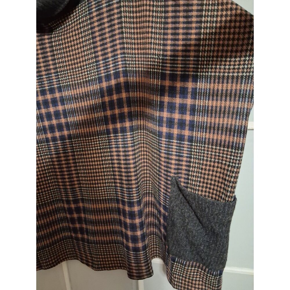 Chris & Carol Plus Women's Size 2X Pullover Plaid Colw Neck Poncho Pockets - Picture 3 of 7
